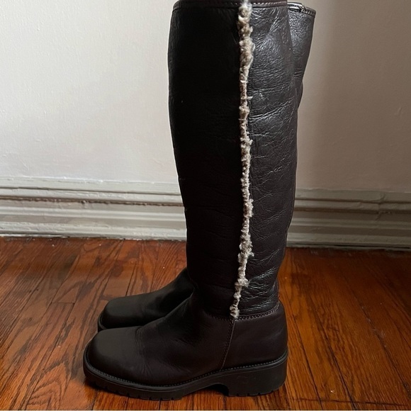 L.L. Bean Snowtop Shearling Leather Tall Winter Boots 7, dark chocolate brown - Picture 6 of 8